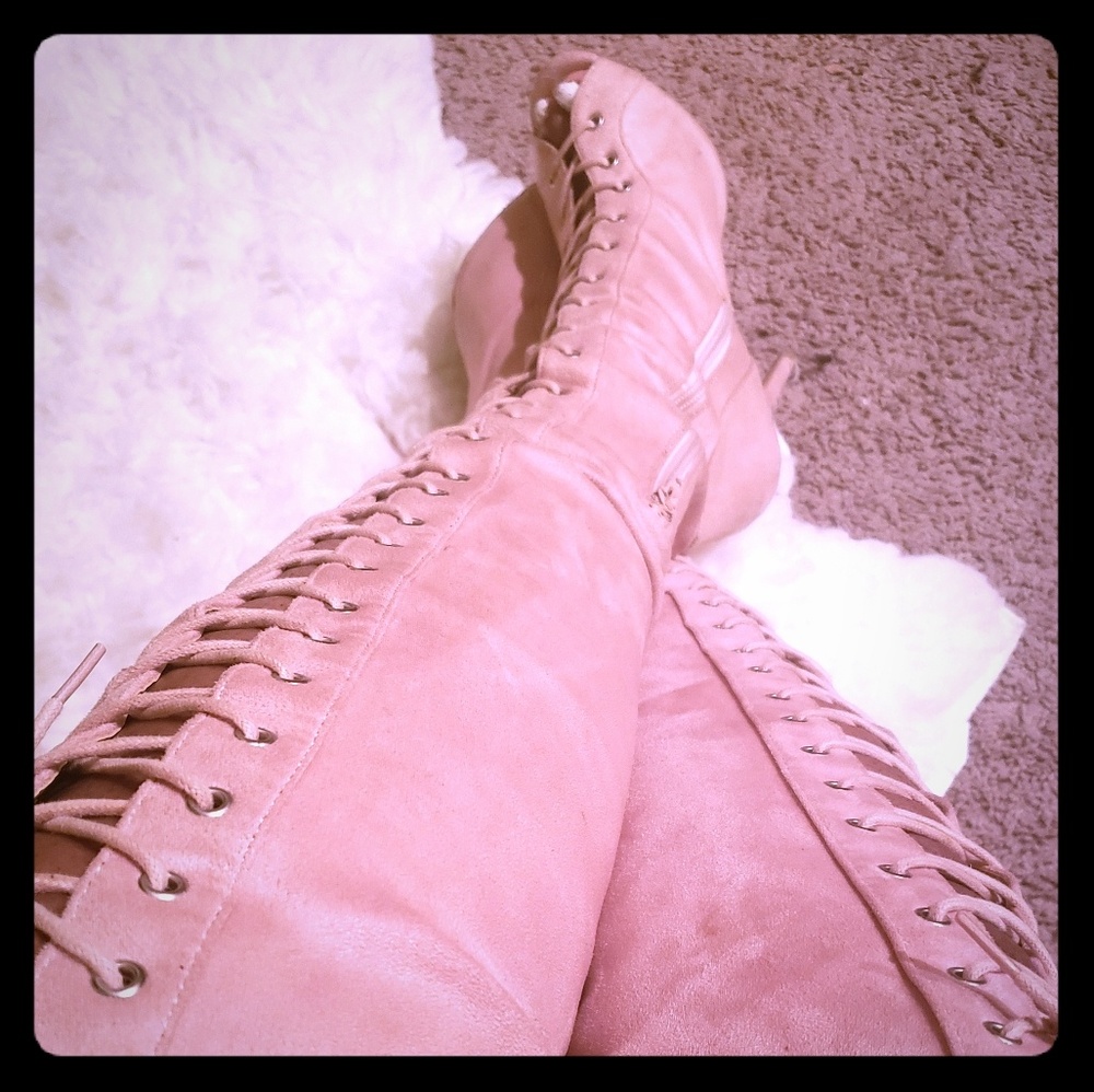 Pink lace up charlotte russe boots